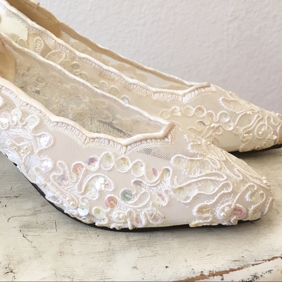 80s Sequin Beaded Bridal Cocktail Pump High Heels - Picture 2 of 10